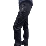 Kışlık Polarlı Softshell Su Geçirmez Cepli Siyah Pantolon - 2XL