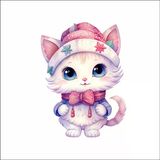 Kışlık Şapkalı Kedi Duvar Stickerı