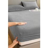 Kışlık Tek Kişilik Kadife Lastikli Çarşaf 100x200+30 Açık Gri