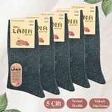 Kislik Yun Corap (5 Cıft - Adet) Lambswool Ozel Kuzu Yunlu Kadinlar Icin Termal Ozellikli