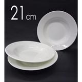Kısmet 12 Adet Sağlam Beyaz Melamin Çukur Yemek Tabağı 21CM