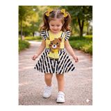 Kısmet baby Kız Çocuk Ayıcık Detaylı Salopet Elbise T-Shirt Takım