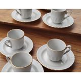Kısmet Kütahya Porselen Nescafe Fincan Takımı Yaldız ve Desenli Kenar 9 cm - 12 Adet - 110 ml - Beyaz