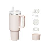 KISSKIND 40 oz Saplı ve Hasır Kapaklı Bardak Sızdırmaz Silikon Bot Hasır Kapak Kapağı Seyahat Kahve Kupası Paslanmaz Çelik Su Şişesi Yalıtımlı Bardak Sıcak ve Soğuk İçecekler için Hediye Fikri-GÜL