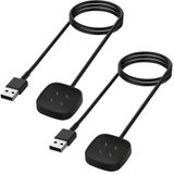 Kissmart Fitbit Versa 4/Versa 3/Sense 2/Sense için Şarj Cihazı, Fitbit Sense 1/2, Versa 3/4 Akıllı Saat için Yedek Şarj Kablosu Manyetik Dock Standı [2 Paket, 1 m/3,3 ft]