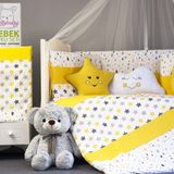 Kistababy Damla Bebek Uyku Seti,%100 Pamuklu Damla Desenli Beşik Uyku Takımı, 60x120 cm, Sarı