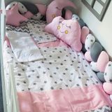 Kistababy Zig Zag Montessori Uyku Seti, Yan Korumalı Yer Yatağı Seti, 90x190 / 100x200 cm, Pembe
