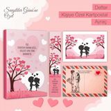 Kitabevi Kişiye Özel Kartpostallı Hediye Seti - Aşk Meyvesi 128 Sayfa Defter 1 Kartpostal 1 Ayraç