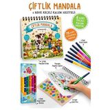 Kitabevimden Çiftlik Mandala - 6 Renk Keçeli Kalem ve 75 Adet Çıkartma Hediyeli 3+