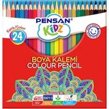 Kitabevimden Pensan Kidz Kuru Boya Kalemi 24 Renk Tam Boy - Çok Renkli - tek