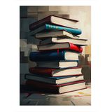 Kitap Kulesi Çizimi Art Mdf Tablo