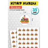 Kitap Kurdu Tebrikler Etiket Sticker 35 adet 4cm Öğretmen Okul Ödev Karne İçin Motivasyon Etiket-T1159