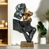Kitap Okuyan Mask Obje, Gold & Gümüş Eskitme