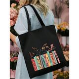 Kitap Tasarım Taylor Swift Kalın Siyah Kanvas Tote Bag Bez Çanta, Pinterest Çanta - 10D-Krem