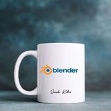 Kitaplı Hediye 3D Tasarımcıya Hediye Kupa / Blender Tasarımlı Isme Özel Kupa - Beyaz - 200 ml