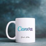 Kitaplı Hediye Grafik Tasarımcıya Hediye / Canva Tasarımlı Isme Özel Kupa - 200 ml - Beyaz