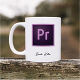 Kitaplı Hediye Video Editörüne Hediye Kupa / Adobe Premiere Pro Tasarımlı Isme Özel Kupa - Beyaz
