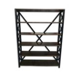 Kitaplık 13725 Metal Çapraz Yan Model Mdf Torna Raf Parlak Siyah Demonte El Yapım