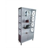 Kitaplık 18057 Çapraz Yan Model Kayın Mdf Torna Alt Kapak Raf Parlak Beyaz Lake
