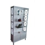 Kitaplık Çapraz 13924 Yan Model Kayın Mdf Alt Kapak Raf Parlak Beyaz Lake El Yapı