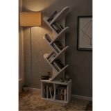 Kitaplık Modern Dekoratif Kitap Rafı Çok Katlı Kitap Standı Salon Ofis Organizer Yaprak 7060 Beyaz