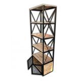 Kitaplık St 13659 X Metal Çapraz Ahşap Ladin Natüre Raf Siyah Tel Kapak El Yapım