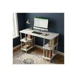 Kitaplıklı Bilgisayar Masası Raflı Çalışma Masası Modern Dekoratif Ofis Mobilyası Beyaz 120 cm