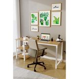 Kitaplıklı Raflı Atlantik Çam Beyaz Çalışma Masası Ofis Masası Oyuncu Masası - 60 X 160 - Atlantik Çam - Beyaz