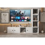 Kitaplıklı Tv Ünitesi - 3 Kapaklı ve 6 Raflı Modern Beyaz Yaşam Ünitesi NRG-TVT-1026