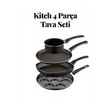 Kitch 5 Parça Mutfak Tava Seti - Pankek Sos Tavası 3 Boy Kızartma Omlet Tavası Çeyiz Seti