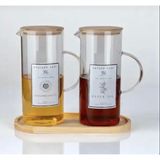 Kitchen Bambu Standlı 2’li Borosilikat Cam 1500 ml Büyük Boy Yağdanlık Yağlık Seti