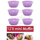 Kitchen Beauty 12 Li Yıkanabilir Mini Kek Muffin Pişirme Kalıbı, Silikon Muffin, Cupcake Kalıbı