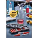 Kitchen Beauty 2 Adet 11 Bölmeli Kapaklı Çubuk Şeklinde Buz Kalıbı | Yapışmaz Bas Parmak Buzluk Çubuk Buz Kalıbı