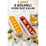 Kitchen Beauty 2 Adet Kapaklı Yuvarlak Şekilli 6 Bölmeli Premium Buz Kalıbı İstiflenebilir Dikey Buzluk Et Suyu