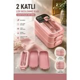 Kitchen Beauty 2 Katlı Bölmeli Taşınabilir Yemek Kabı Lunch Box Diyet Beslenme Kutusu Saklama Kabı Çatal Kaşık Sefer Tası