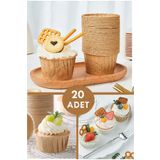 Kitchen Beauty 20'li Kraft Muffin Cupcake Kalıbı Kek Kapsülü Naturel Kek Kalıbı , Safari Konsept , Airfryer Uyumlu