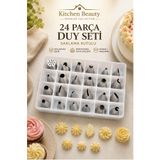 Kitchen Beauty 24 Parça Krema Torbası Duy Seti – Paslanmaz Çelik Saklama Kutulu Tulumba, Ekler, Profiterol ve Pasta Süsleme Ucu