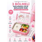 Kitchen Beauty 3 Bölmeli 304 Paslanmaz Çelik Lunch Box Beslenme Kabı Yemek Kabı Isı Yalıtımlı | Beslenme Kutusu,Sefer Tası