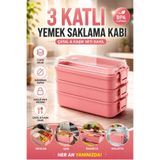 Kitchen Beauty 3 Katlı Ayrı Ayrı Bölmeli Taşınabilir Yemek Kabı Lunch Box Diyet Beslenme Kutusu Saklama Kabı Çatal Kaşık Sefer Tası