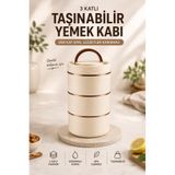 Kitchen Beauty 3 Katlı Beslenme Kabı Taşınabilir Lunch Box BPA İçermez Sızdırmaz Kapaklı Yemek Saklama Kabı
