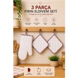 Kitchen Beauty 3 Parça Fırın Eldiveni Seti Isıya Dayanıklı Eldiven Ve 2 Adet Fırın Tutacağı Premium Isı Geçirmez Mutfak Eldiveni