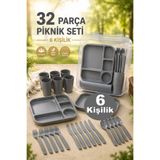 Kitchen Beauty 32 Parça 6 Kişilik Taşınabilir Piknik Seti - Saklama Kutulu Kilitli Tasarım