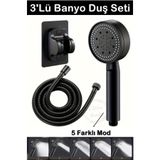 Kitchen Beauty 3'Lü Duş Başlığı Seti Turbo Fan 5 Fonksiyonlu Su Tasarruflu Duş Başlığı,Hortum Ve Mafsal Duş Seti