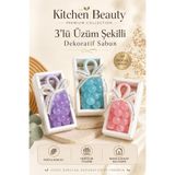 Kitchen Beauty 3'Lü Üzüm Şekilli Kokulu Dekoratif Sabun | Doğal İçerikli Kokulu Askılı Sabun Salkım Askılı Sabun (Kurdelalı)