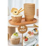 Kitchen Beauty 40'lı Kraft Muffin Cupcake Kalıbı Kek Kapsülü Naturel Kek Kalıbı , Safari Konsept , Airfryer Uyumlu