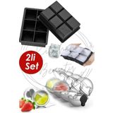 Kitchen Beauty 4'lü Küre Buz Topu Kalıbı Ve Büyük Boy 6 Bölmeli Silikon Buz Kalıbı | 2'li Buz Kalıbı Seti