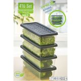 Kitchen Beauty 4'Lü Set Yeşillik Saklama Kabı Buzdolabı Organizer Mikrodalga ve Difrize Uygun Saklama Kabı