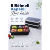 Kitchen Beauty 6 Bölmeli Kapaklı Büyük Boy Silikon Buz Kalıbı - 6'lı Siyah Silikon Kare Buzluk Kokteyl Buz Kalıbı