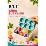 Kitchen Beauty 6 Bölmeli Kapaklı Küre Şekilli Büyük Boy Buz Kalıbı Buzluk Kokteyl Sunum Buz Kalıbı Et Suyu Kalıbı