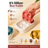 Kitchen Beauty 6 Bölmeli Kapaklı Küre Şekilli Buz Kalıbı Buzluk Kokteyl Sunum Buz Kalıbı Et Suyu Kalıbı